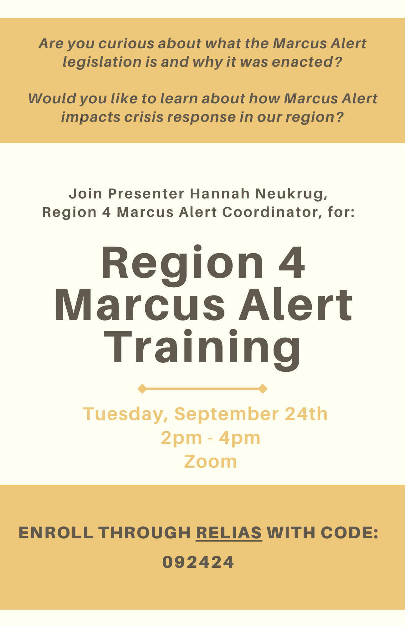 Marcus Alert Advertisement Examples Region 4 | Events
